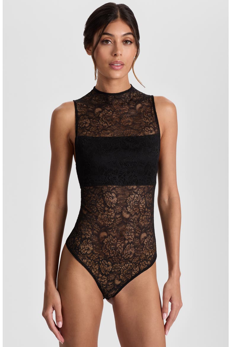 Nichol Lace Bodysuit, Alternate, color, BLACK