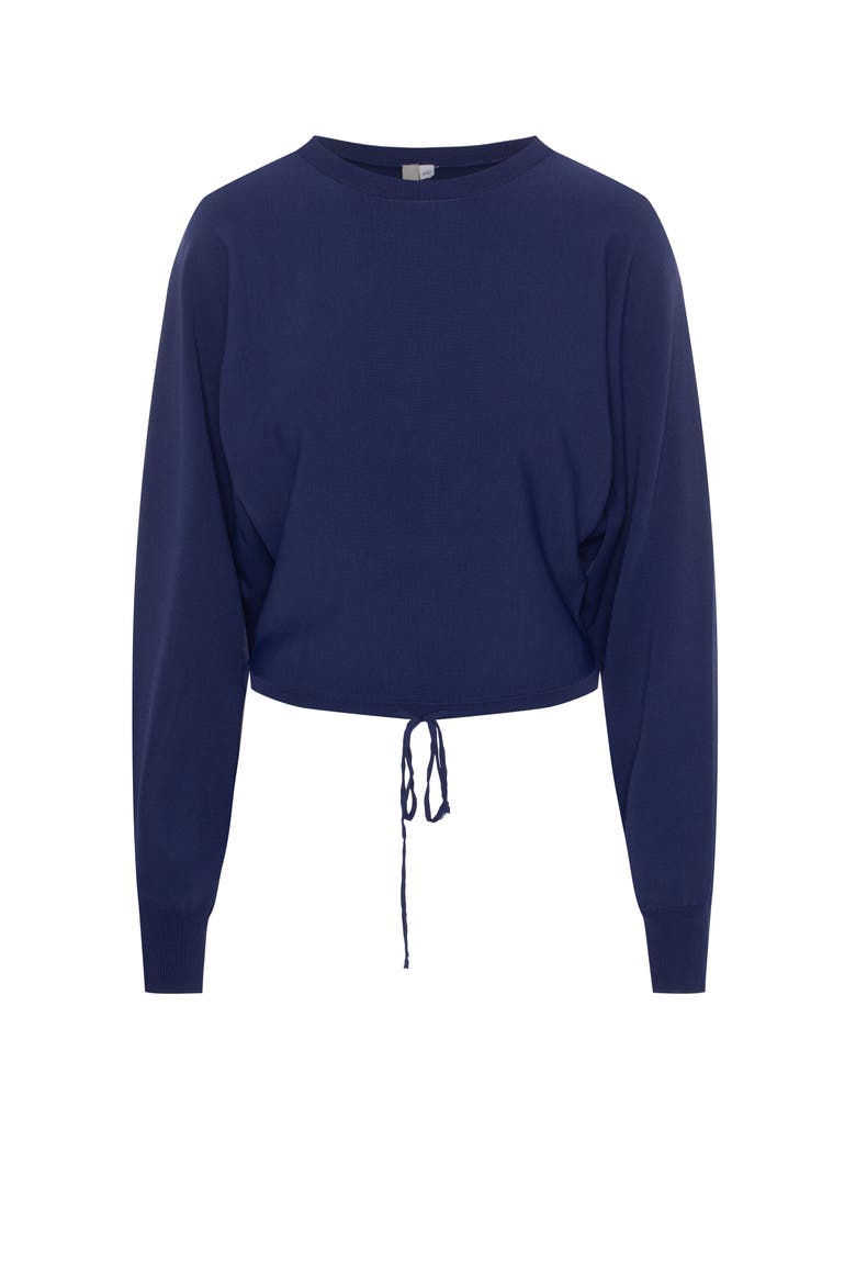 Teen Dolman Crop Knit Top - Viscose Nylon, Crewneck, Long Sleeve, Main, color, Ribbon Blue