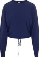 Ginger Teen Dolman Crop Knit Top - Viscose Nylon, Crewneck, Long Sleeve