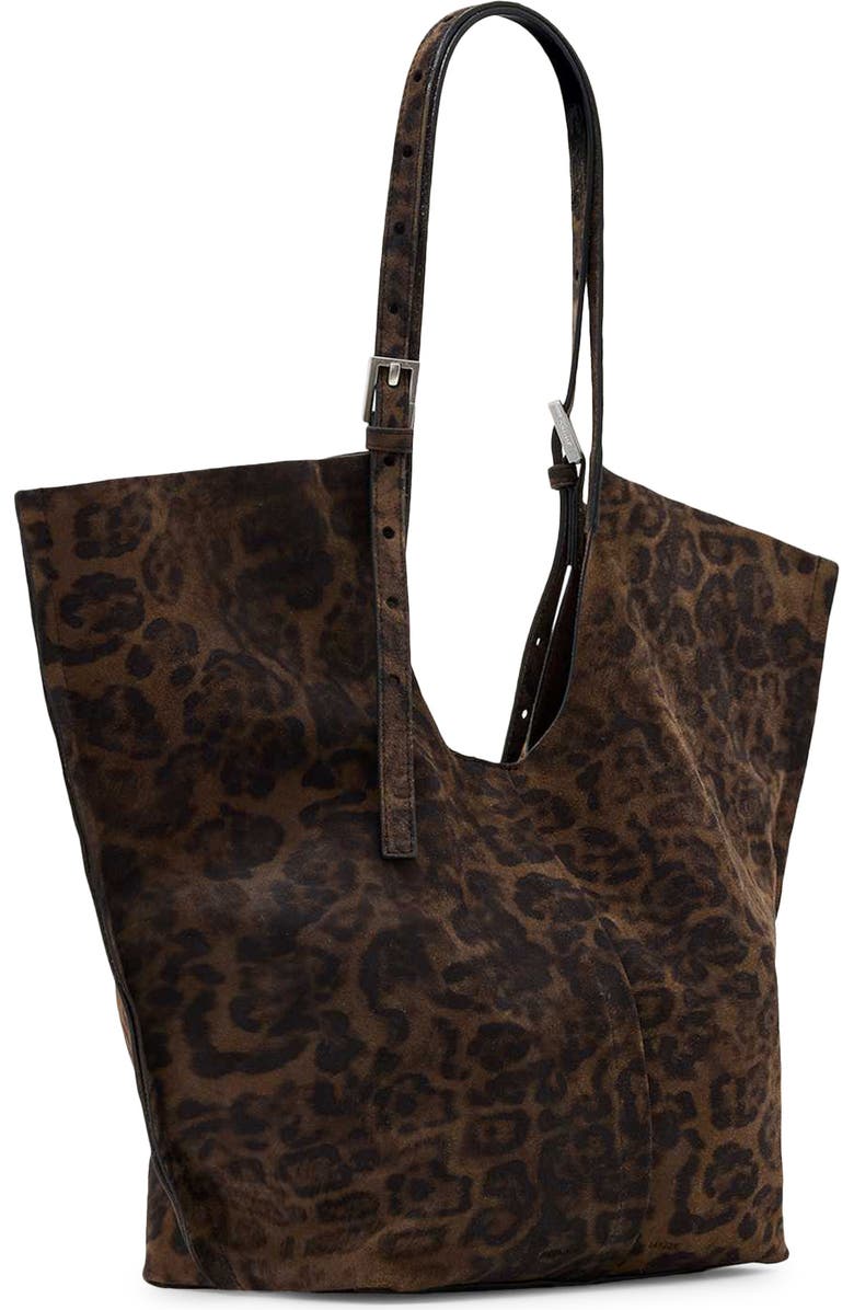AllSaints Ara Leopard Print Leather Tote, Alternate, color,