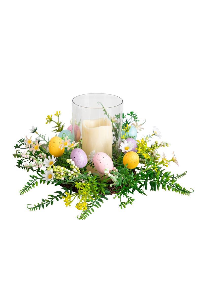 8-in Artificial Easter Candle Holder Arrangement, Main, color, Green