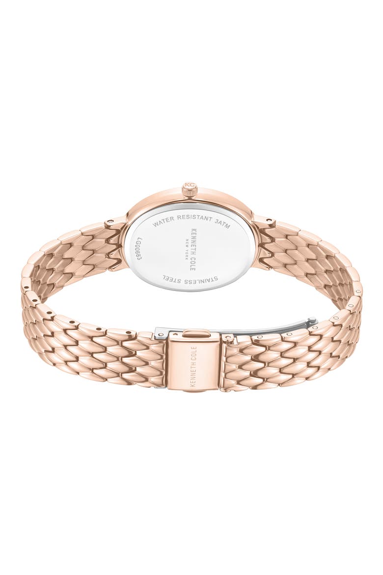 Oval Mother-of-Pearl & Crystal Bracelet Watch, 25mm x 38mm, Alternate, color, WHITE/ ROSE GOLD