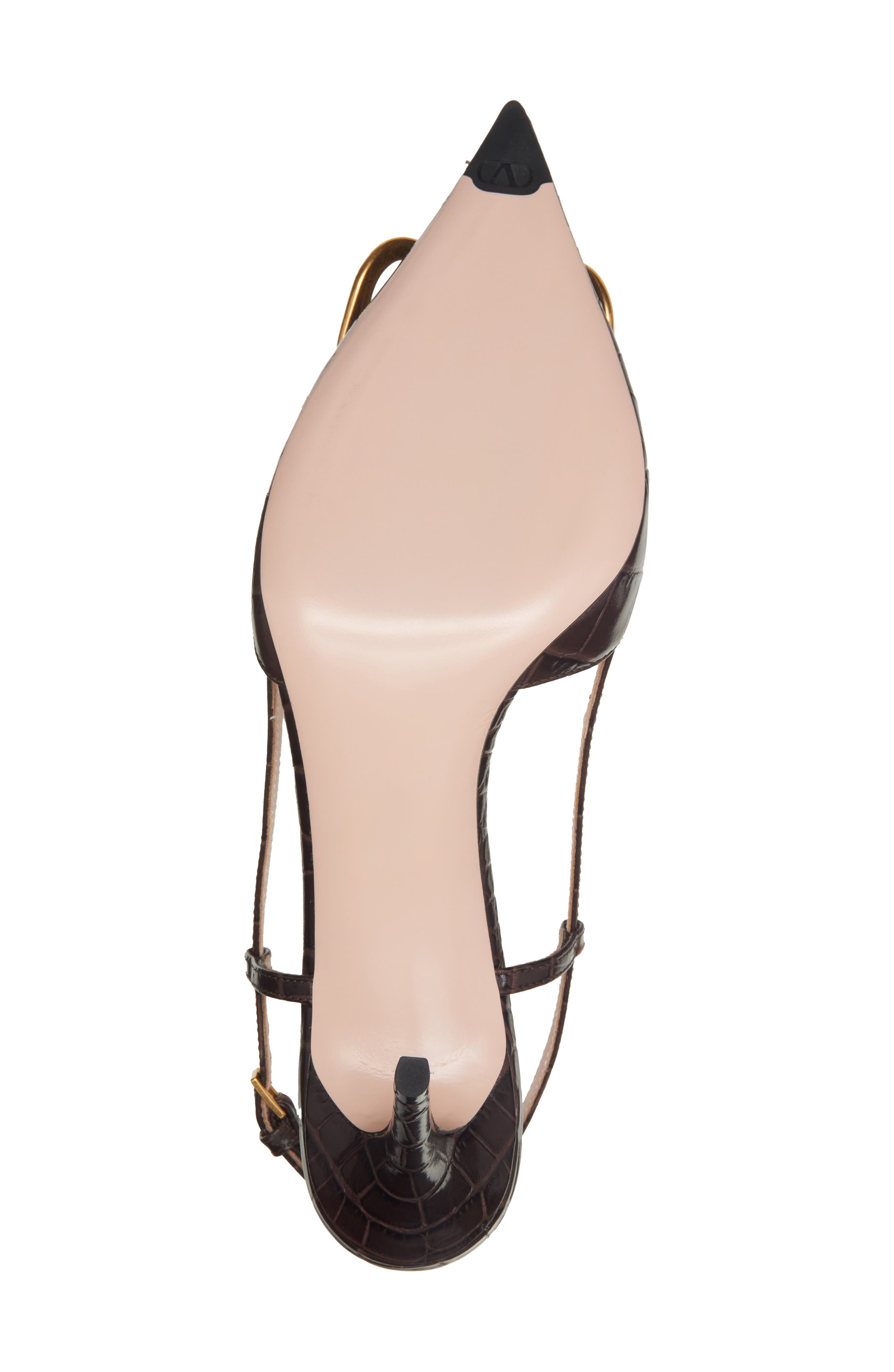 Valentino Garavani VLOGO Signature Croc Embossed Slingback Pump, Alternate, color, Brown