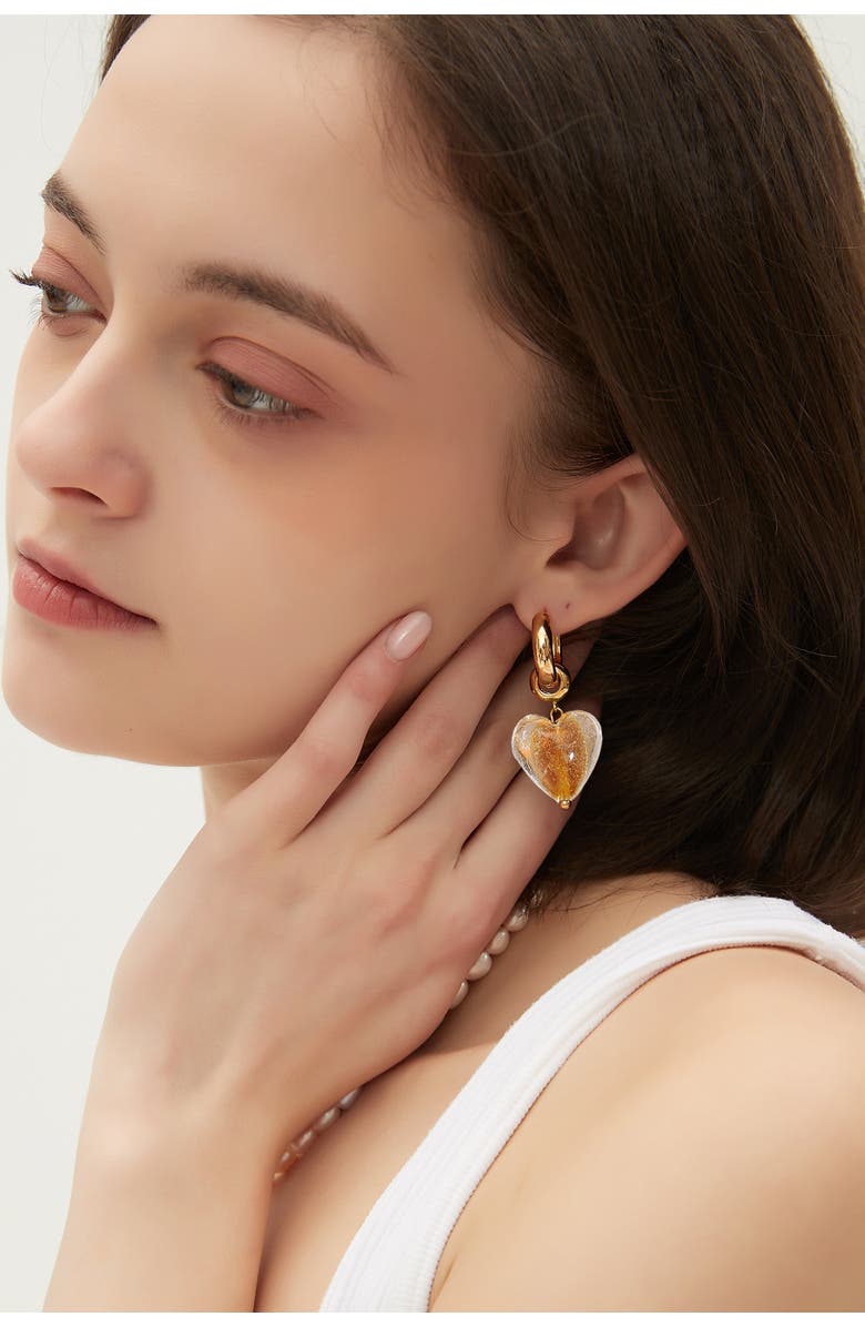 Classicharms Esmée Glaze Heart Dangle Earrings, Alternate, color, Amber