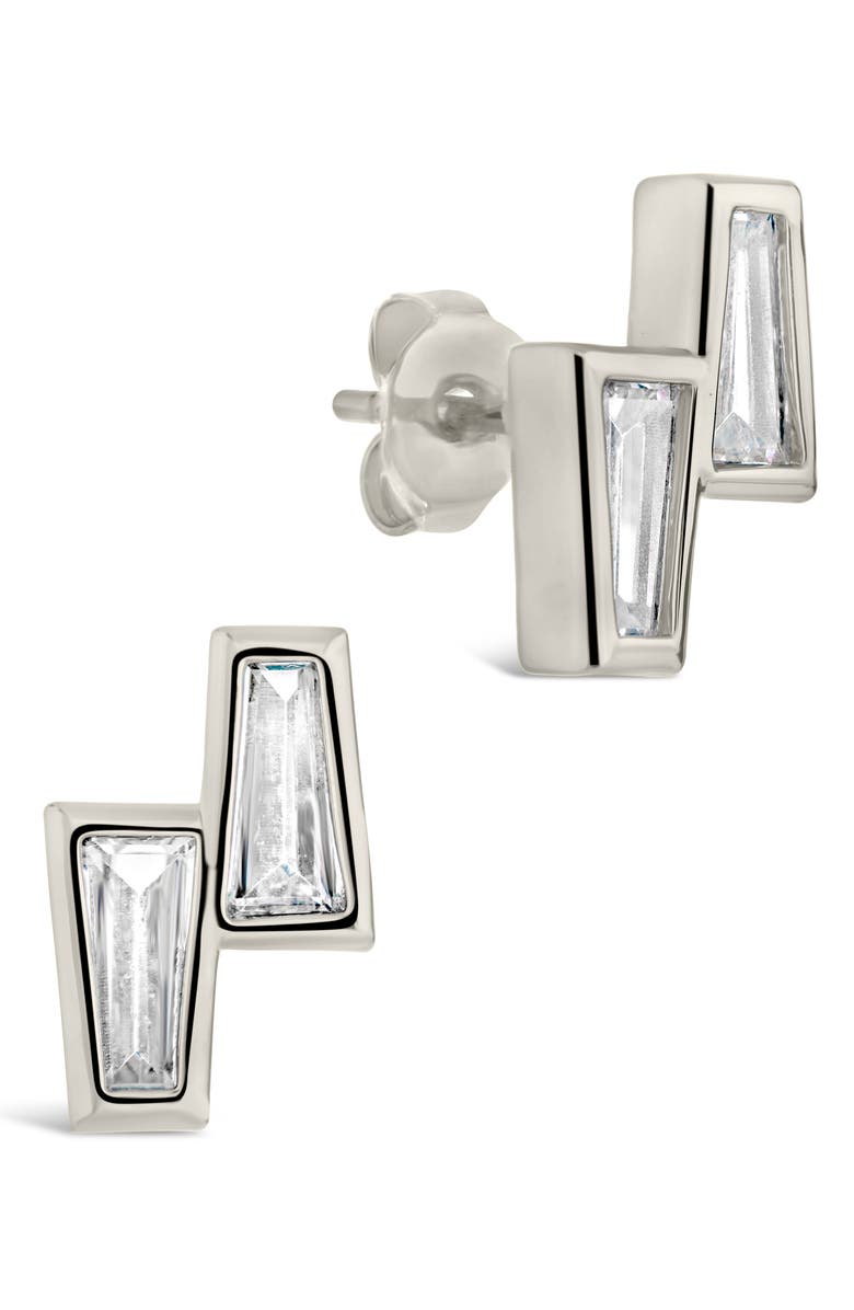 Sterling Forever Colsie Baguette Cubic Zirconia Stud Earrings, Main, color,