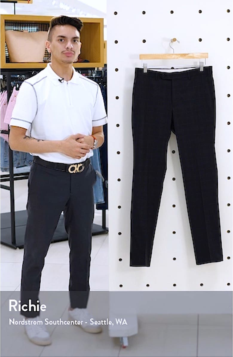 Curtis Plaid Flat Front Slim Fit Wool Dress Pants, sales video thumbnail