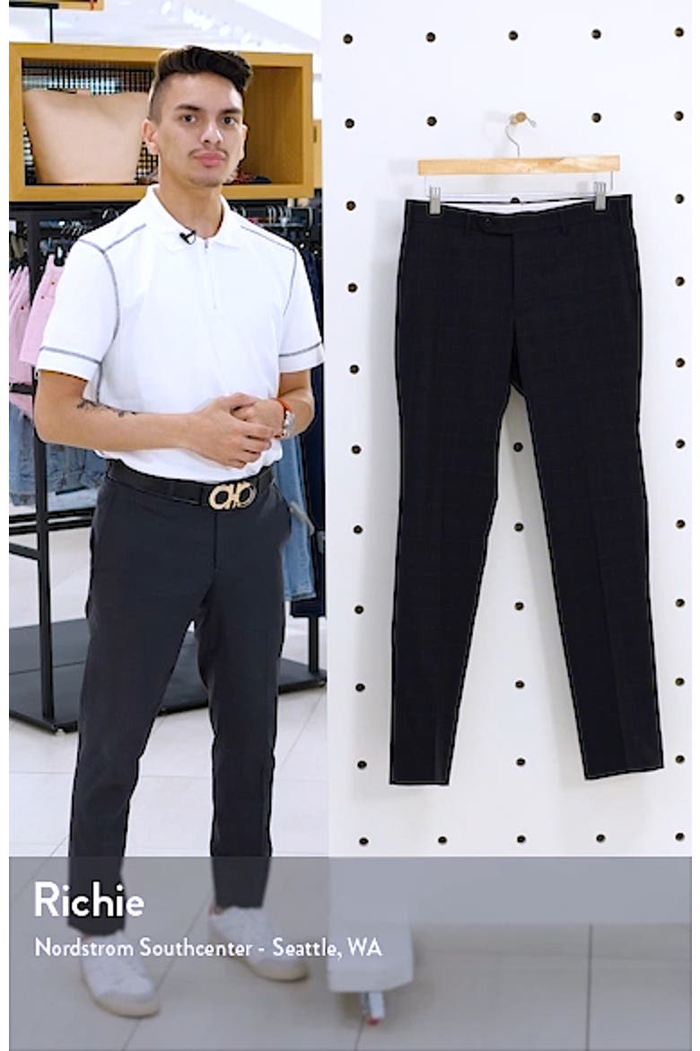 Curtis Plaid Flat Front Slim Fit Wool Dress Pants video