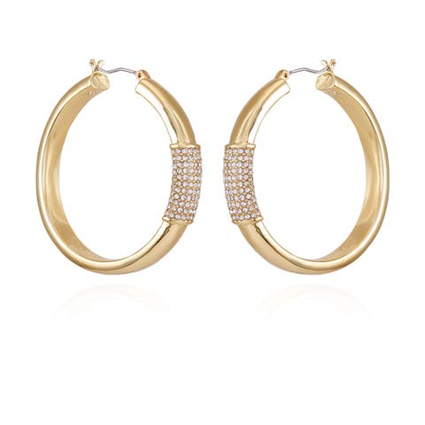 Pave Centered Hoop Earrings