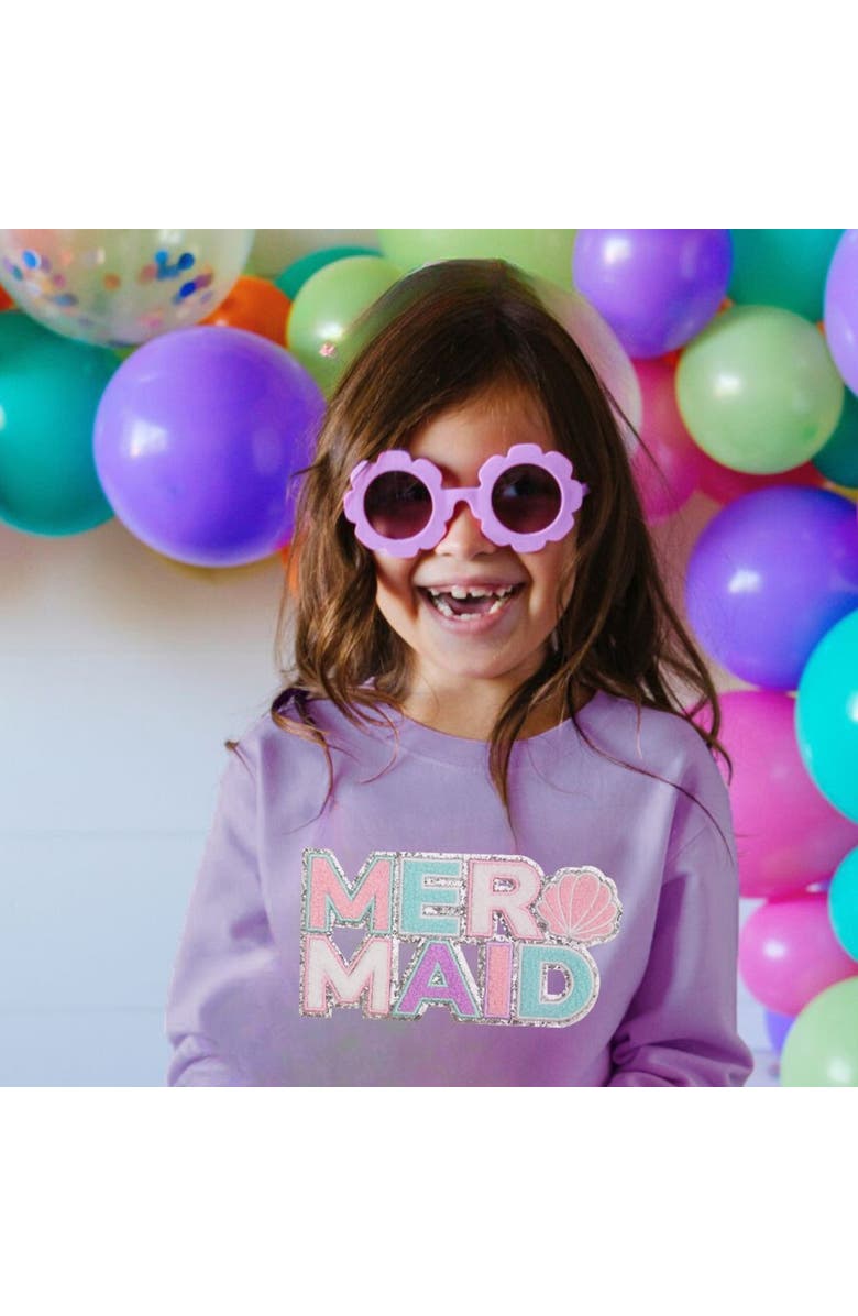 Sweet Wink Mermaid Patch Sweatshirt, Alternate, color, Lavender