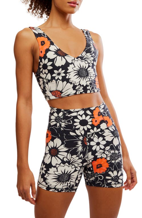 Free People Printed Never Better Sports Bra In Floral Tuxedo Combo