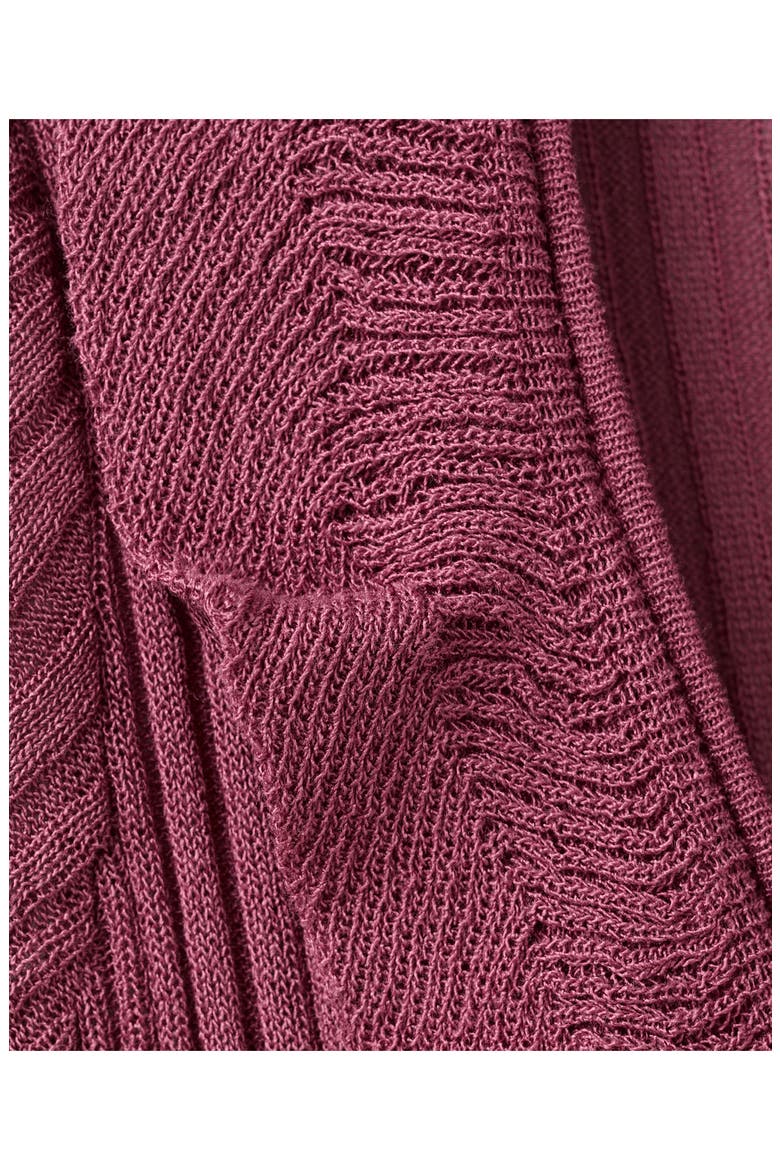 Ruffle Rib Tie Front Cardigan, Alternate, color, WINE