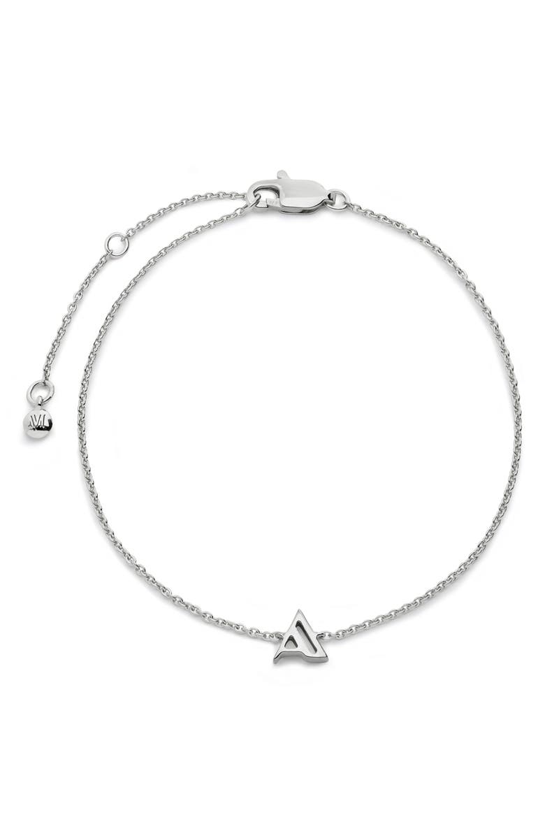 Monica Vinader Initial Pendant Bracelet, Main, color, Sterling Silver A