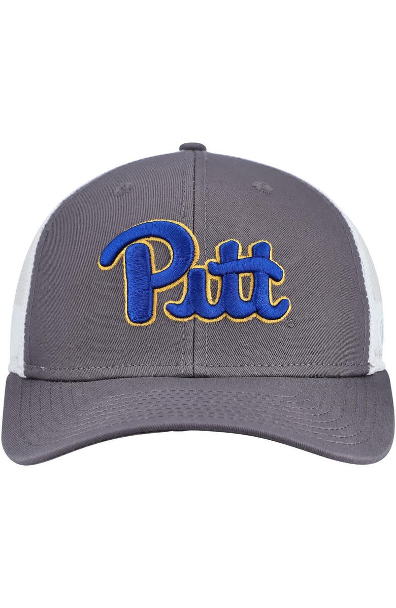 TOP OF THE WORLD Men's Top of the World Gray/White Pitt Panthers Victory Baseline Trucker Adjustable Hat, Alternate, color,