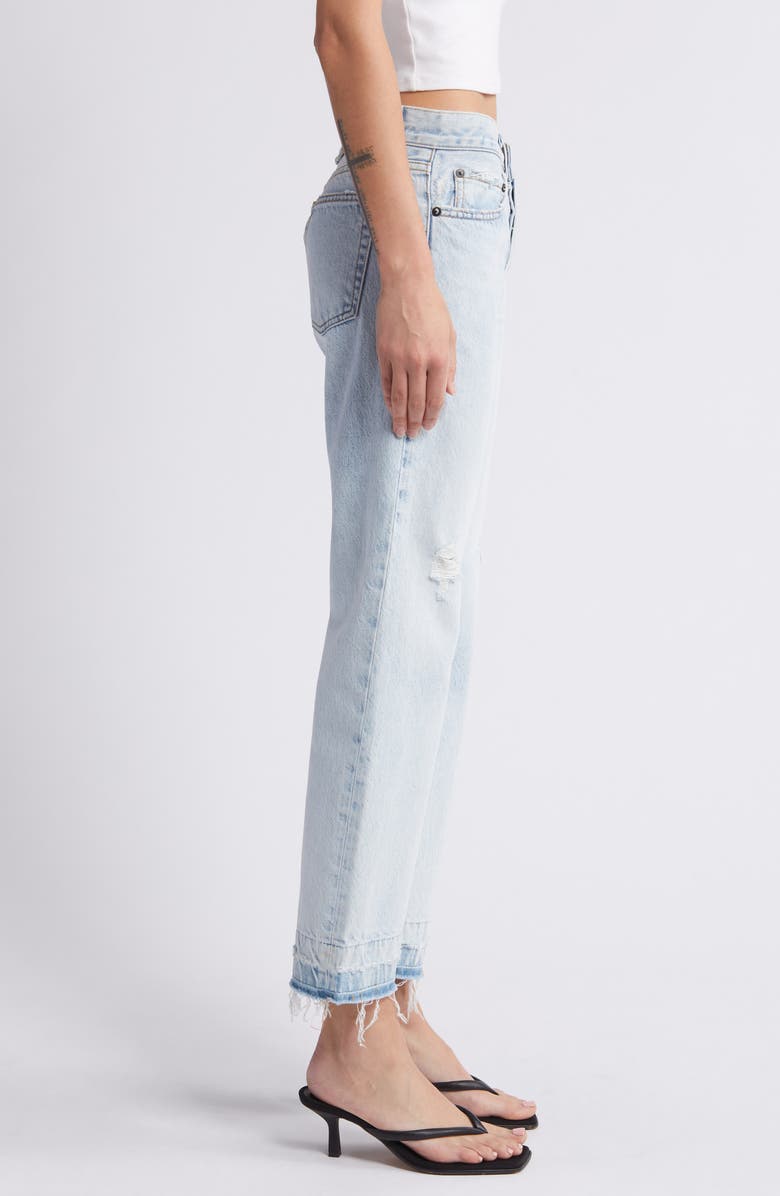 ASKK NY Low Rise Release Hem Straight Leg Jeans, Alternate, color, Bleach Destroy