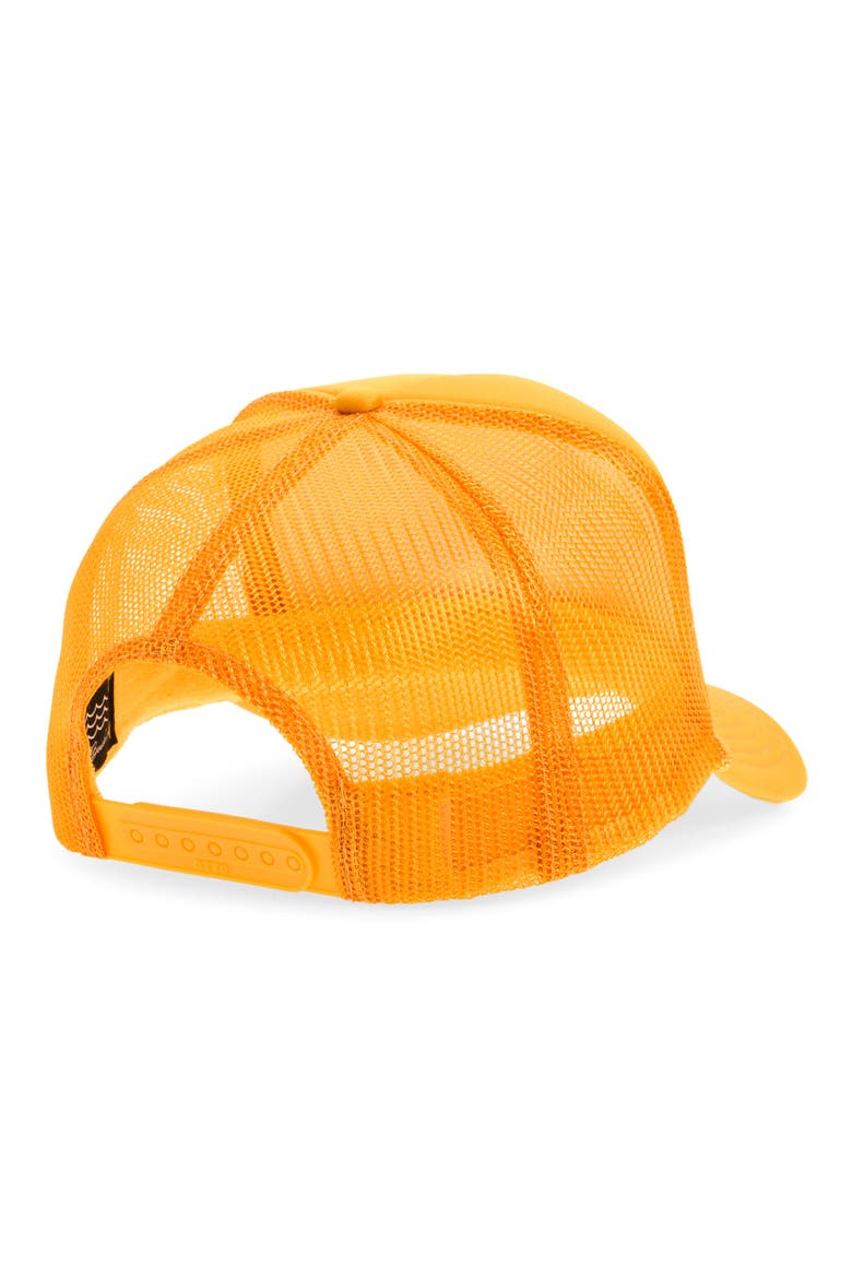 Here For a Good Time Trucker Hat, Alternate, color, GOLD/ NEON PINK