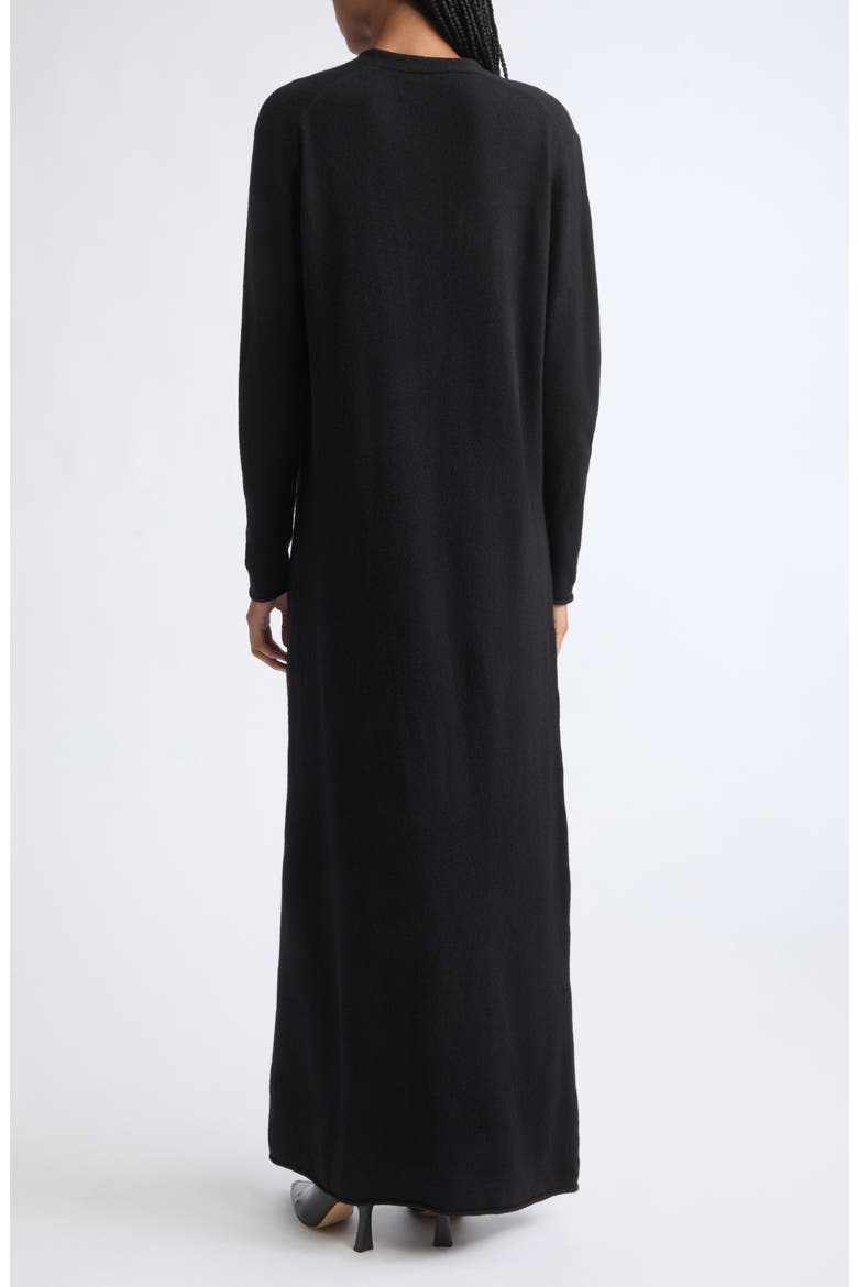 Deep V-Neck Extrafine Merino Wool Dress, Alternate, color, BLACK