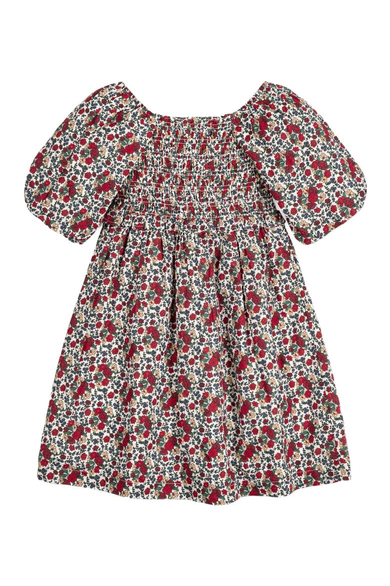 Girls' Organic Smocked Bubble Sleeve Dress, Toddler, Alternate, color, Holiday Multi Floral