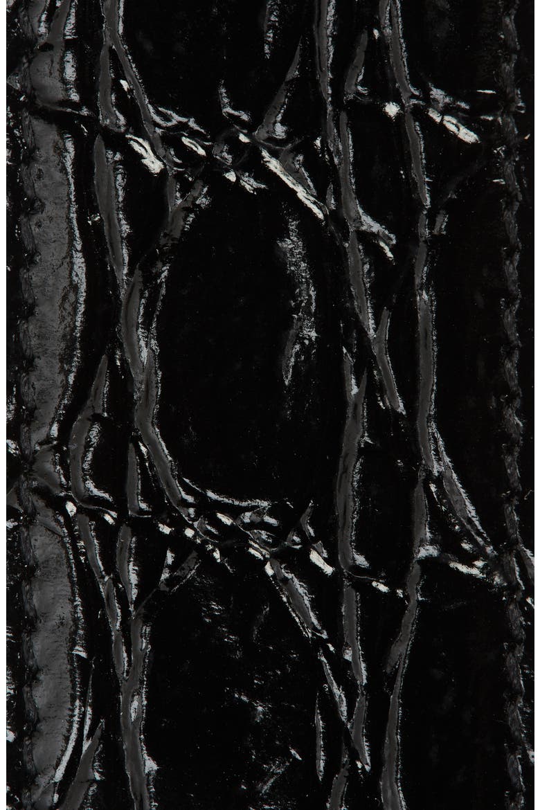 Monogram Croc Embossed Calfskin Leather Belt, Alternate, color, BLACK