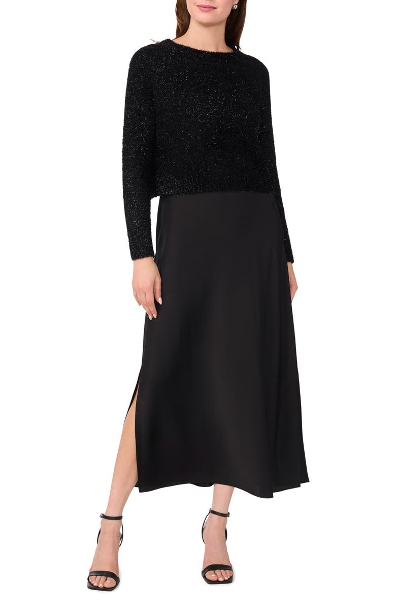 Halogen<sup>®</sup> V-Neck Slip Dress with Sweater, Main, color,