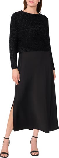 V-Neck Slip Dress with Sweater