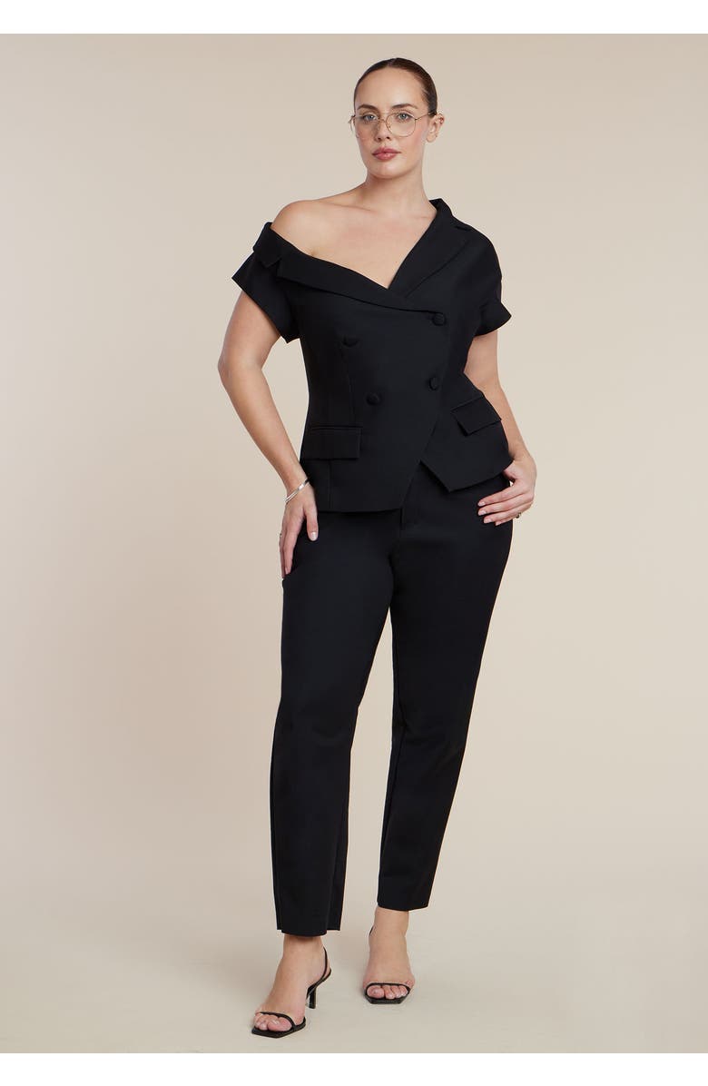 ELOQUII Kady Fit Double-Weave Pant, Alternate, color, Black