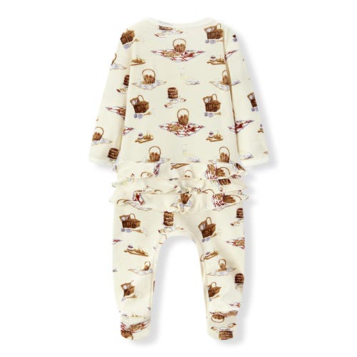 Milkbarn Organic Cotton Ruffle Footed Romper In Neutral
