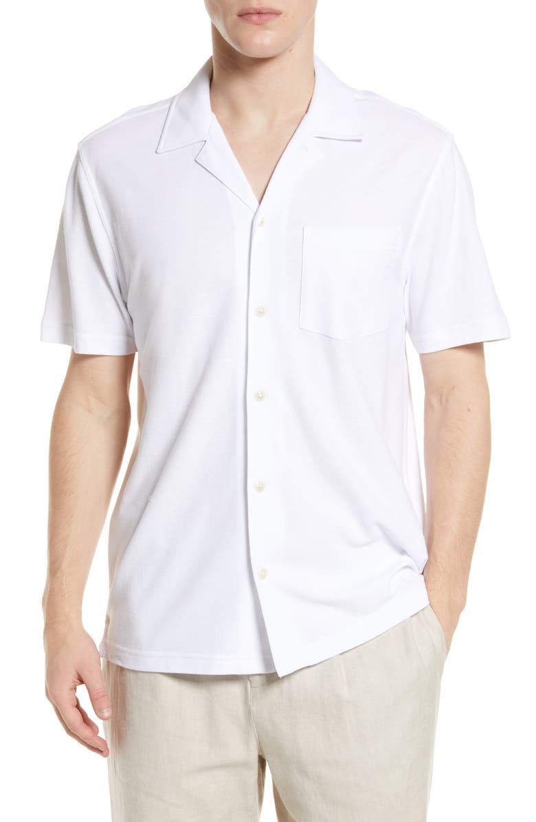Ted Baker London Chatley Short Sleeve Piqué Button-Up Shirt, Main, color, 