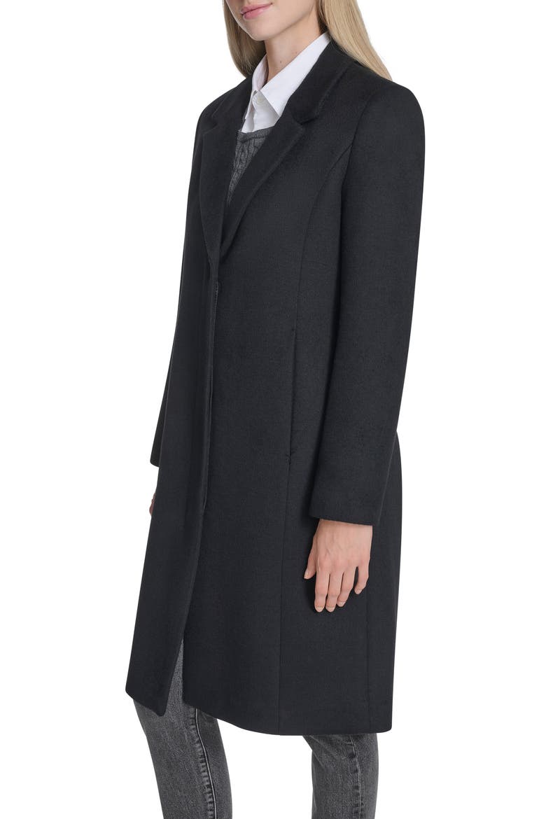 Slick Wool Blend Coat, Alternate, color, BLACK