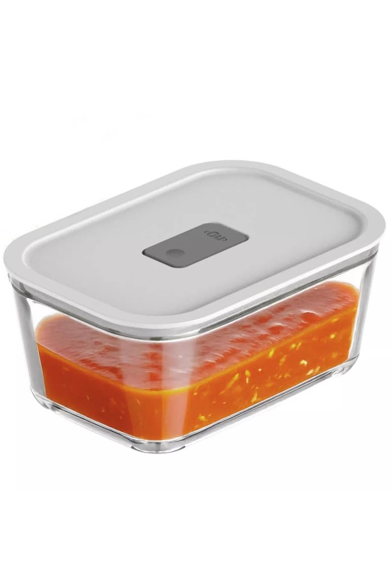 Stackable Airtight Glass Food Storage Container with Microwave Valve and Leak Proof Lid, Main, color, Clear with White Lid