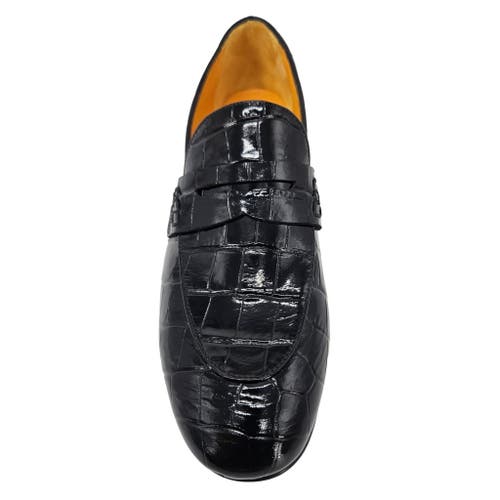 Madison Maison Flat Croc Embossed Loafer In Black
