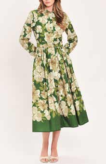 Floral Long Sleeve Midi Shirtdress