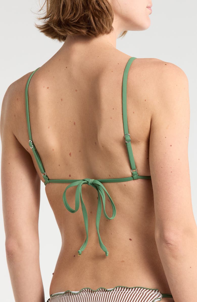 Dippin Daisys Cassie Triangle Bikini Top, Alternate, color, Cocoa Stripe/ Elm Green