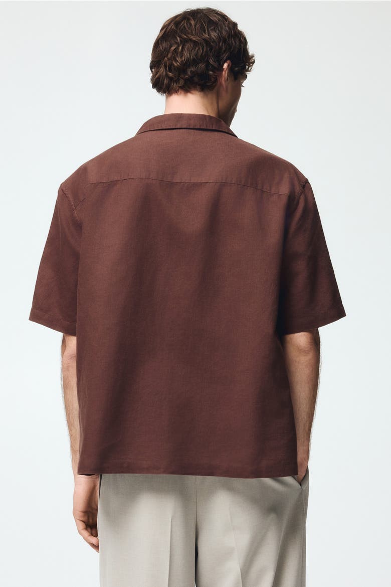 Relaxed Fit Linen-blend Resort Shirt, Alternate, color, Brown