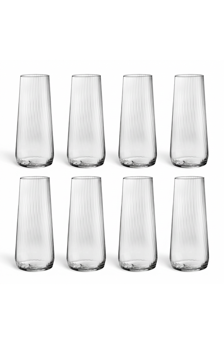Zsa Zsa Zsu Poznan Optical Glass Soft Glass 18 Oz. Transparent Set Of 8, Main, color, Clear