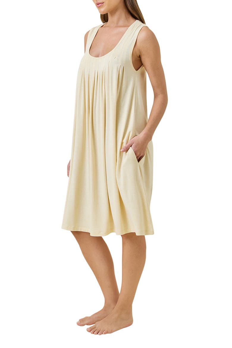 Kate Pleated Chemise, Alternate, color, LEMON CREAM