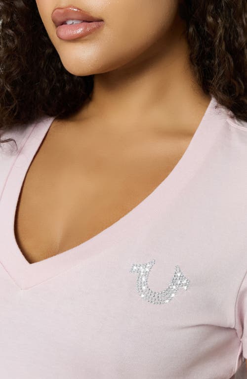 TRUE RELIGION TRUE RELIGION CRYSTAL HORSESHOE V-NECK T-SHIRT 