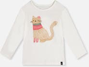 Deux par Deux Organic Cotton Cat Embroidered Long Sleeve T-Shirt