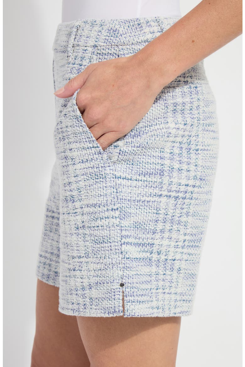 Lily Pull-On Mid Thigh Summer Tweed Shorts, Alternate, color, AZZURRO TWEED