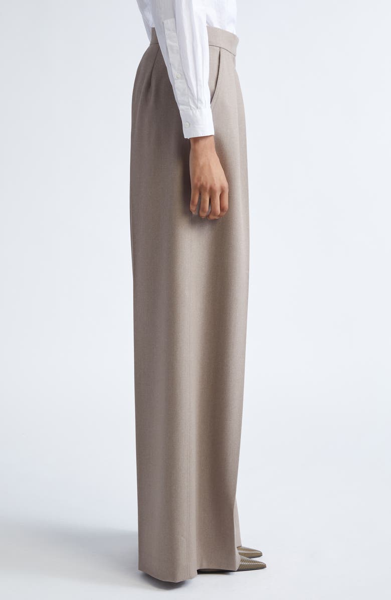 Max Mara Baden Virgin Wool Twill Wide Leg Pants, Alternate, color, Hazelnut Brown