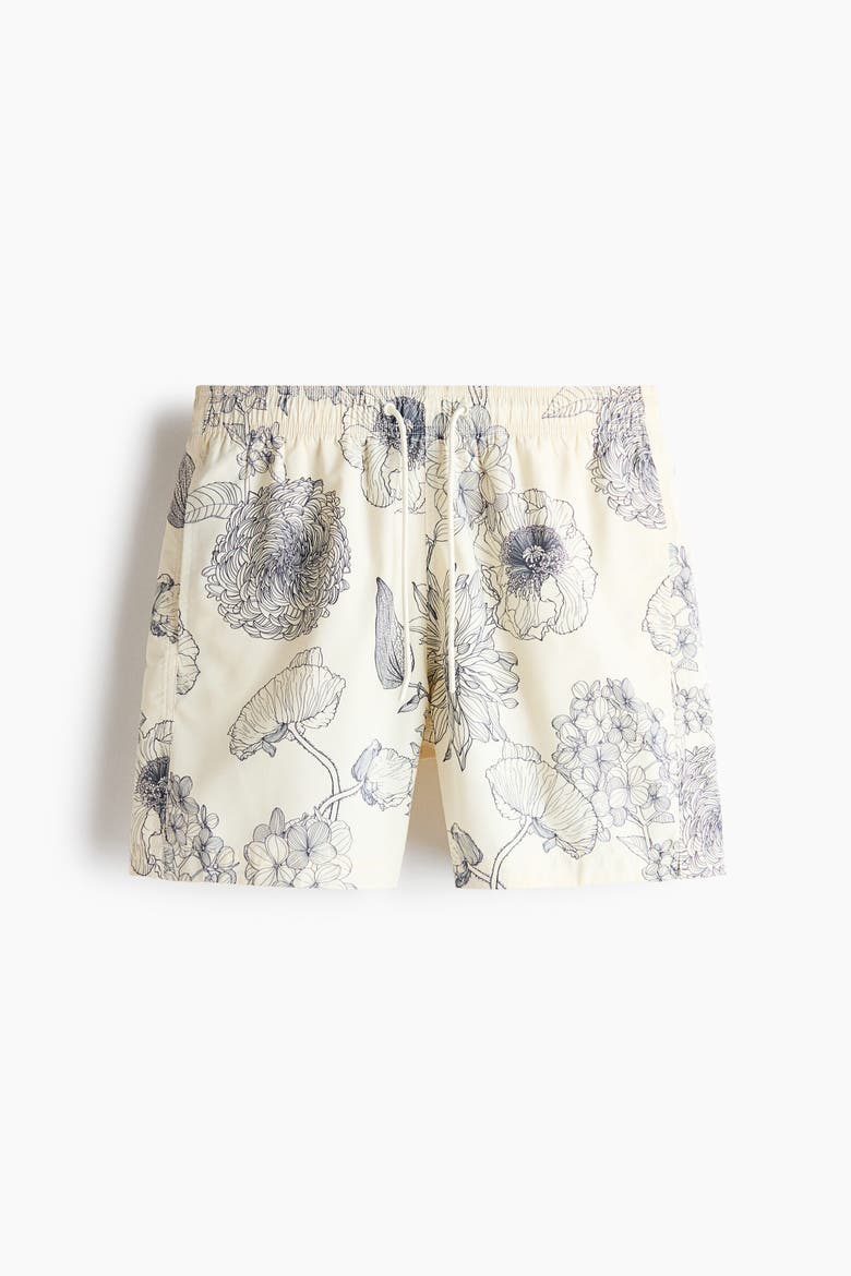 Patterned Swim Shorts, Alternate, color, White/patterned