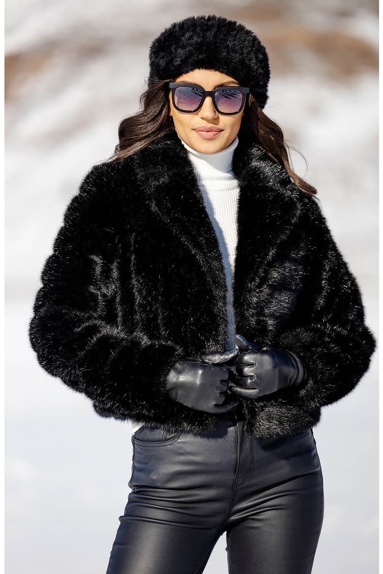 Maven Faux Fur Jacket, Alternate, color, BLACK