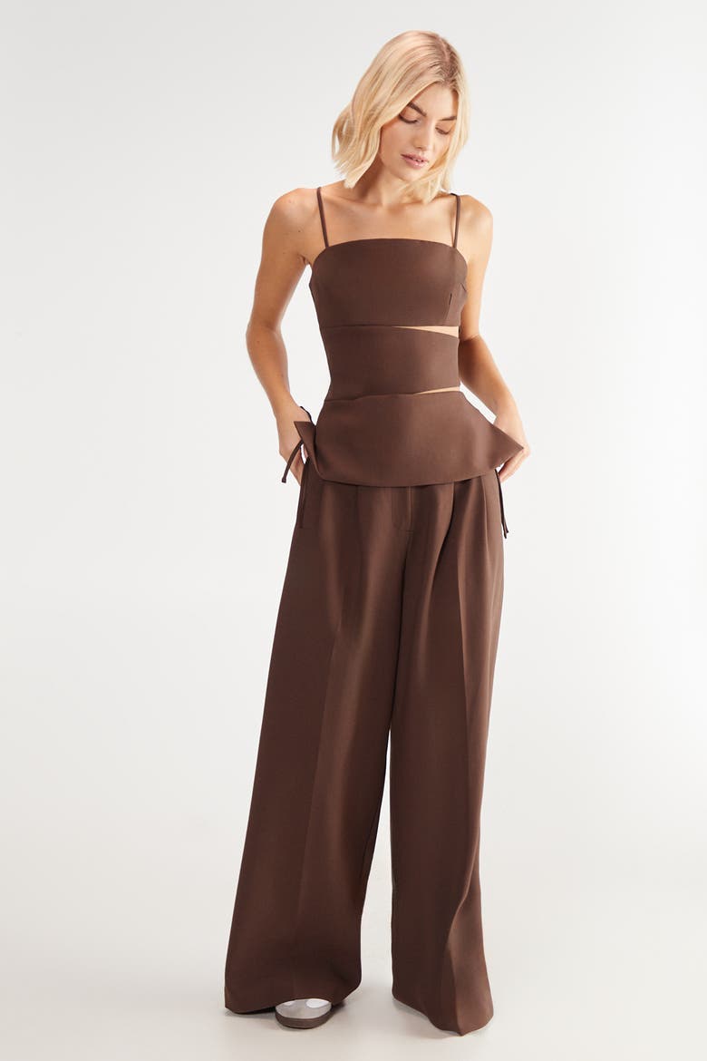 Premium Tailored Cut Out  Longline Top, Alternate, color, Choc Brown