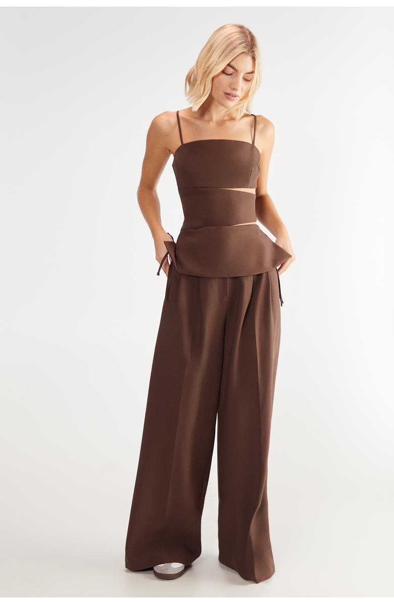 NASTY GAL Premium Tailored Cut Out Longline Top, Alternate, color, Choc Brown