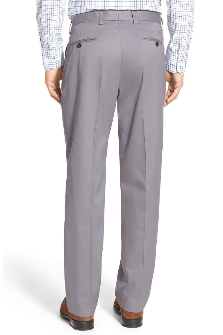 'Classic' Smartcare™ Relaxed Fit Double Pleated Cotton Pants, Alternate, color, GREY FILIGREE