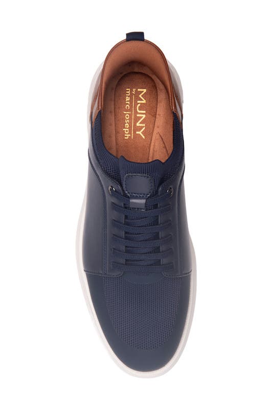 Newbury Street Hands Free Technology Lightweight Leather Sneaker, Alternate, color, Navy Napa Leather