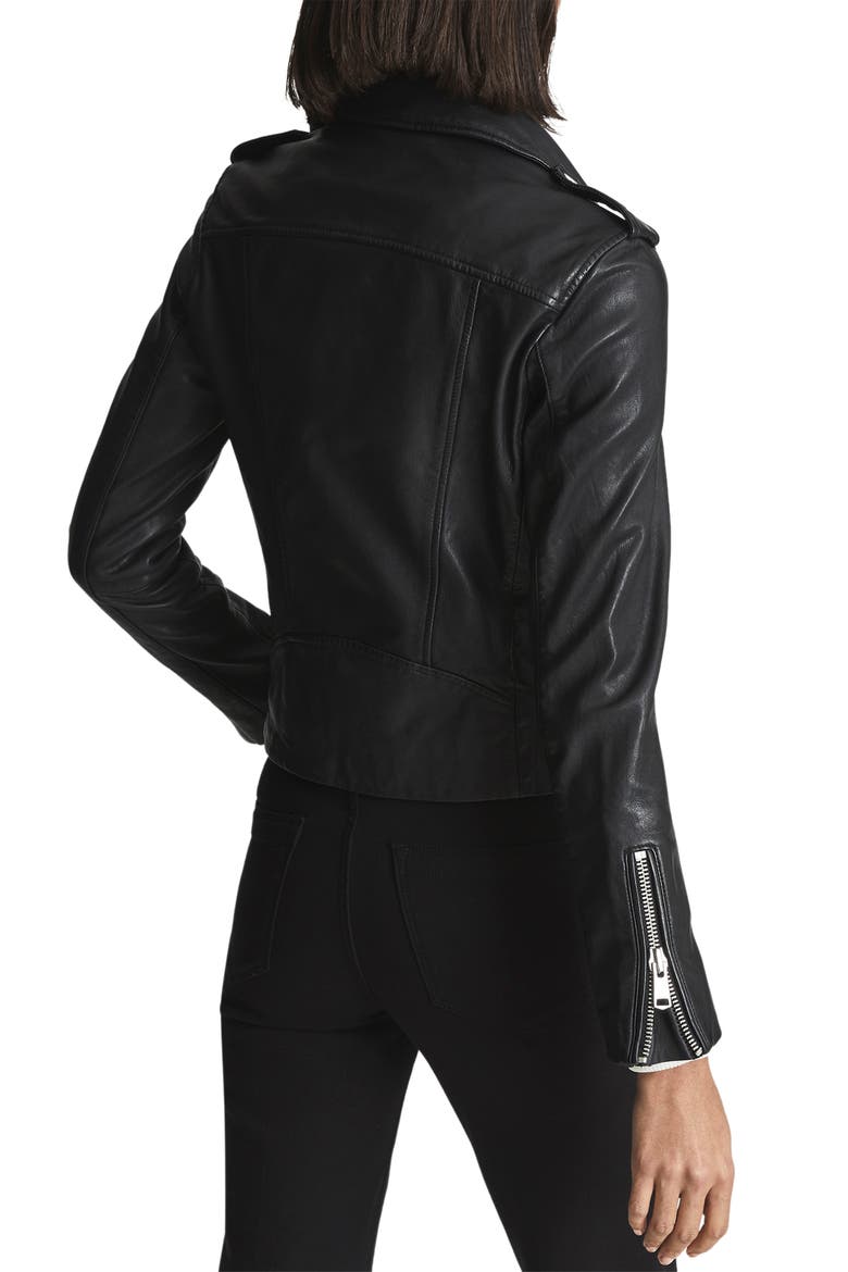 Gigi Leather Moto Jacket, Alternate, color, BLACK