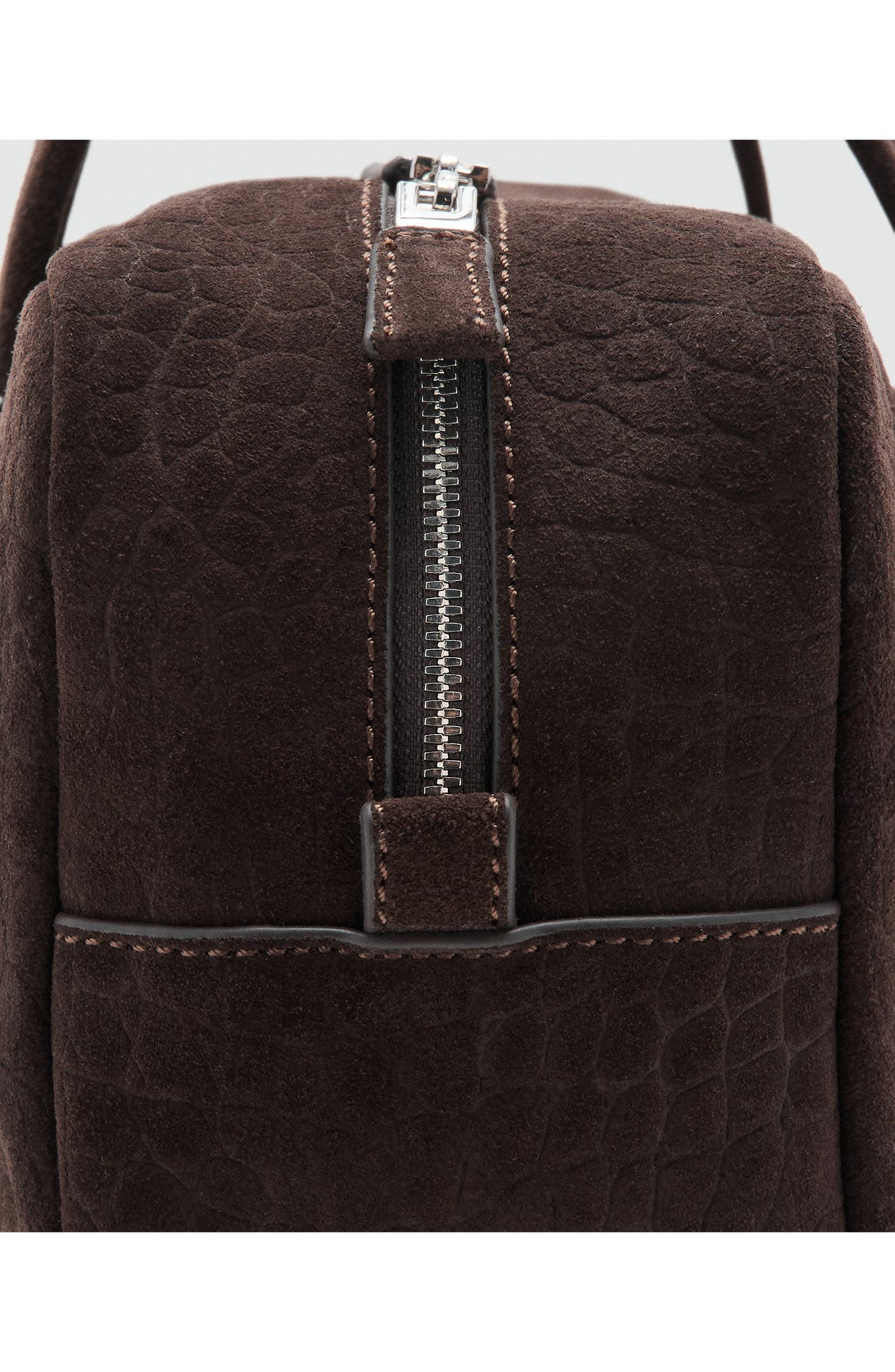 MANGO Medium Suede Bowling Bag, Alternate, color, Chocolate