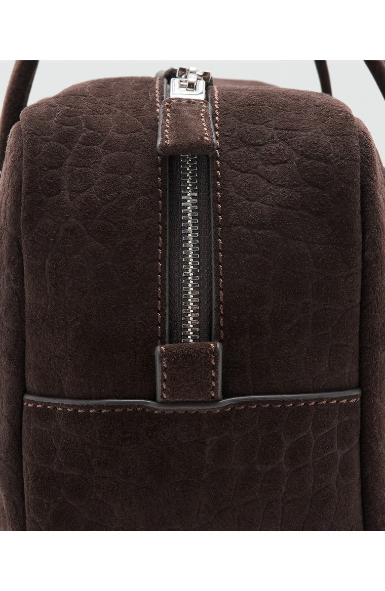 MANGO Medium Suede Bowling Bag, Alternate, color, Chocolate