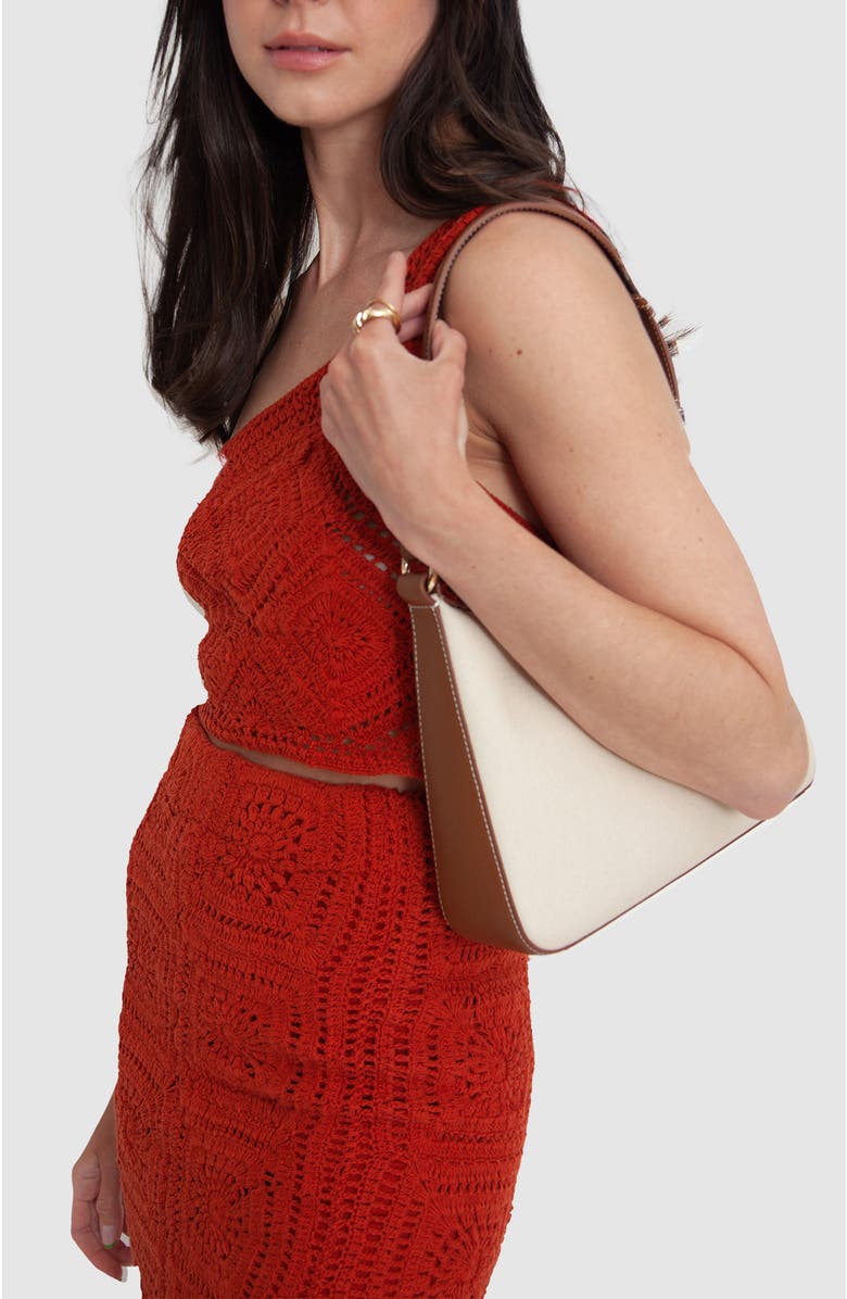 HYER GOODS Canvas and Upcycled Leather Medium Shoulder Bag, Alternate, color,