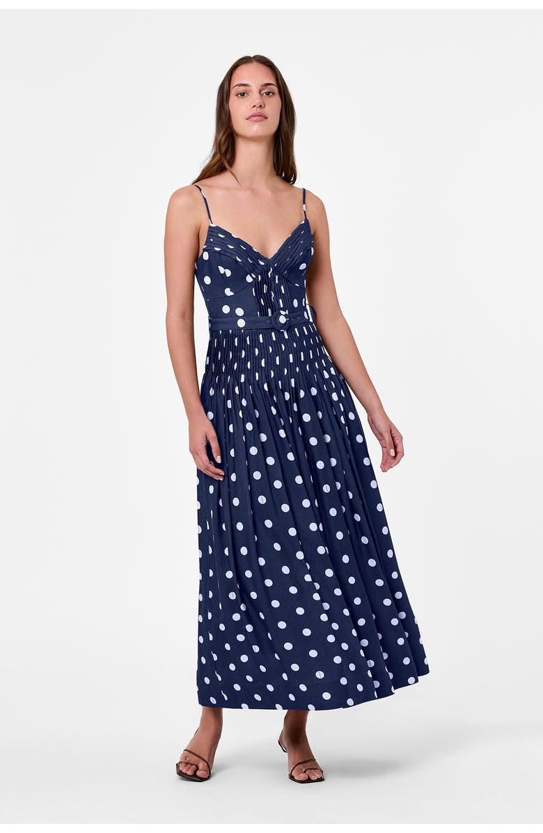 NICHOLAS Mireille Pintuck Dress, Alternate, color, Navy Polka Dot